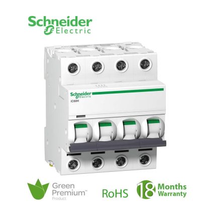 شنايدر - قاطع فرعي 4 خط - 20 أمبير - Acti9 iC60H, 4P, 20A, C Curve