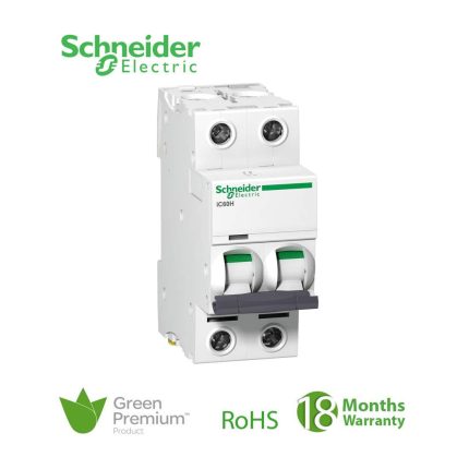 شنايدر - قاطع فرعي 2 خط - 50 أمبير - Acti9 iC60H, 2P, 50A, D Curve