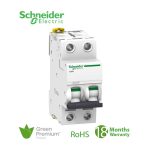 شنايدر - قاطع فرعي 2 خط - 2 أمبير - Acti9 iC60L, 2P, 2A, C Curve