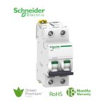 شنايدر - قاطع فرعي 2 خط - 25 أمبير - Acti9 iC60L, 2P, 25A, K Curve