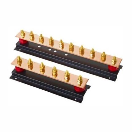 بحرة للتأريض - قضيب أرضي نحاسي بدون وصلة فصل فصل - 5 خط - بسبار 100x6x500 مم - مع قاعدة و عازل