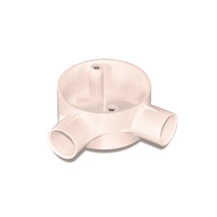 بحرة - صندوق تجميع أسلاك - مقاس 25 مم - 2 خط - شكل زاوية - أبيض