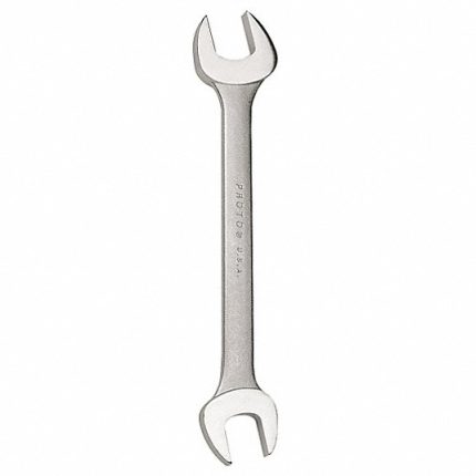 مفتاح ربط بوجهين نهاية مفتوحة، فولاذ، طبقة خارجية ستان، مقاس الرأس 1/4 بوصة - 5/16 بوصة ، الطول الإجمالي 4 31/64 بوصة ، 15 درجة