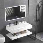 مغاسل رخام ديكور مقاس 100سم لون ابيض ملكي