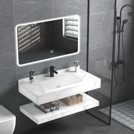 مغاسل رخام ديكور مقاس 100سم لون ابيض ملكي