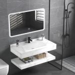 ⁦مغاسل رخام ديكور مقاس 100سم لون ابيض ملكي⁩ - الصورة ⁦2⁩