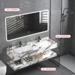 ⁦مغاسل رخام ديكور مقاس 120سم أبيض كارارا جولد⁩ - الصورة ⁦2⁩