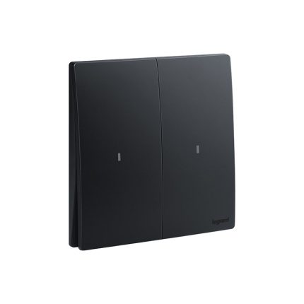 ليجراند - مفتاح مزدوج القطب Mallia Senses، مجوز، خط 1، 20AX، 250V، مع مؤشر أحمر، Matt Black