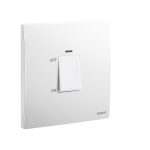 ليجراند - مفتاح مزدوج القطب Mallia Senses، HK، مفرد، خط 1، 45A، 250V، مع مؤشر أحمر، Matt White