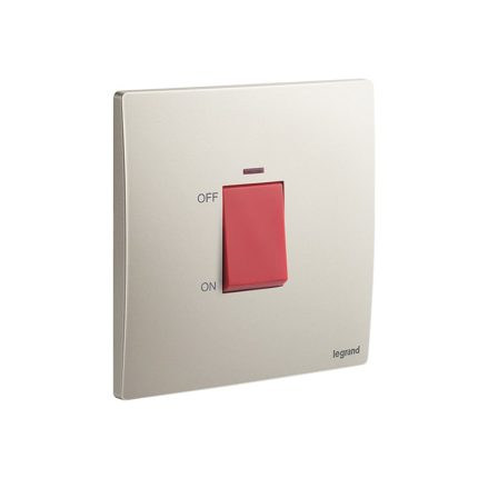 ليجراند - مفتاح مزدوج القطب Mallia Senses، HK، مفرد، خط 1، 32A، 250V، مع مؤشر أحمر، Champagne