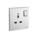 ليجراند - مخرج مأخذ مزدوج القطب Mallia Senses، BS، مفرد، 13A، 250V، مع LED، Brushed Aluminium