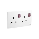 ليجراند - مخرج مأخذ مزدوج القطب Mallia Senses، BS، مجوز، 13A، 250V، مع LED، Matt White