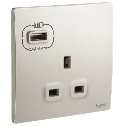 ليجراند - فيش ماليا - 13 أمبير مع مخرج USB - المواصفات البريطانية - لون بيج