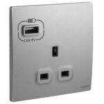 ليجراند - فيش ماليا - 13 أمبير مع مخرج USB - المواصفات البريطانية - لون فضي غامق