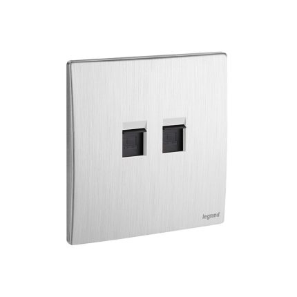 ليجراند - مقبس RJ45 مزدوج، Cat. 5E UTP، Brushed Aluminium
