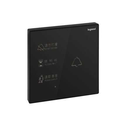 ليجراند - لوحة لمسة Galion، زر جرس + علامة DND/CUR، مفرد، 3A، 230V، Black