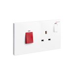 ليجراند - وحدة تحكم الطباخ Galion، مجوز، مفتاح قطبي مزدوج 45A مع مقبس قياسي بريطاني 13A، White