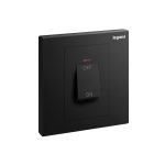 ليجراند - مفتاح مزدوج Galion، 1 موديول، 45A، 250V، مع مؤشر أحمر، Matt Black