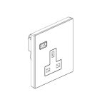 ليجراند - مقبس فردي Galion، BS، غير مزود بالطاقة، 13A، 250V، مفرد، مع شاحن USB-A 15W، Dark Silver