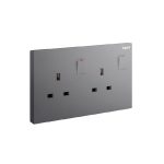 ليجراند - مقبس مزدوج Galion، BS، 2 موديول، مفتاح، 13A، 250V، Dark Silver