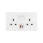 ليجراند - مقبس Arteor، BS، 13A، 250V، مفتاح قطبي مزدوج، مجوز ، مع USB A + USB C بقدرة 27W، أبيض