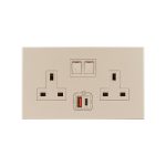 ليجراند - مقبس Arteor، BS، 13A، 250V، مفتاح قطبي مزدوج، مجوز، مع USB A + USB C بقدرة 27W، شامباني