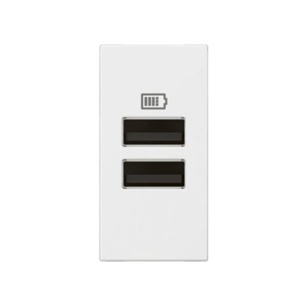 ليجراند - USB Arteor، 1 موديول، منفذين A+A، 3A، 15W، 5V، 100/240V، أبيض