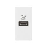 ليجراند - USB Arteor، 1 موديول، منفذ واحد C، 3A، 20W، 5V، 100/240V، Power Delivery، أبيض