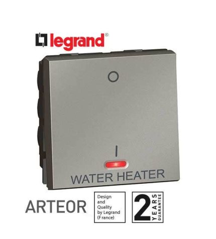 ليجراند - مفتاح ثنائي القطبية بإتجاه واحد أرتيور - علامة سخان المياه - 20 أمبير - 2 موديول - مغنيسيوم