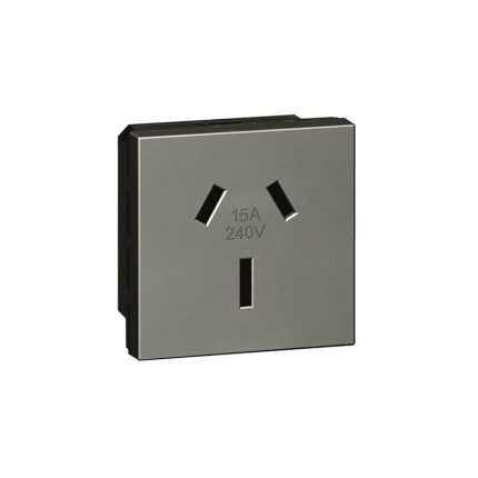 ليجراند - مقبس Arteor، أسترالي، 10/15A 240V، 2P+E، 2 موديول، Shuttered، Magnesium