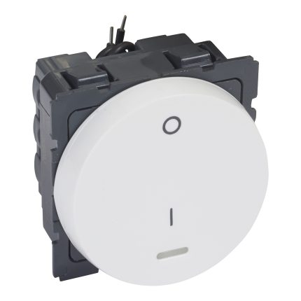 ليجراند - مفتاح مفرد دائري 20 أمبير 250 فولت مزود بلمبة بيان ثنائي القطب 2 خط 2 موديول - أبيض