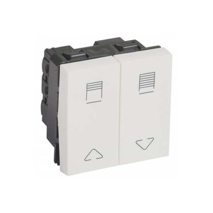 ليجراند - مفتاح أرتيور مزدوج - للتحكم في الستائر - 10 أمبير - مربع - 2 موديول - أبيض