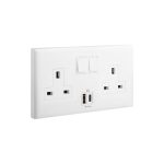 ليجراند - مقبس إلوي، بريطاني، مجوز، أحادي القطب، Switched + USB-A + USB C، 13A، 250V، أبيض