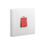 ليجراند - مفتاح ثنائي القطب إلوي، مفرد، 1 خط + نيون، 45A، 250V، أبيض
