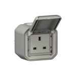 ليجراند - مأخذ كهربائي Plexo، IP55، British Standard، 13A 250V، تركيب سطحي، رمادي