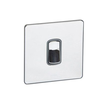 ليجراند - زر الضغط Synergy Sleek، خط 2، مفرد، 10A، 250V، Polished Stainless Steel