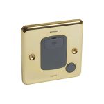 ليجراند - وحدة الاتصال المؤمنة Synergy Authentic، بدون مفتاح، 13A، 250V، مع مؤشر طاقة LED أزرق + منفذ سلك، Glossy Gold