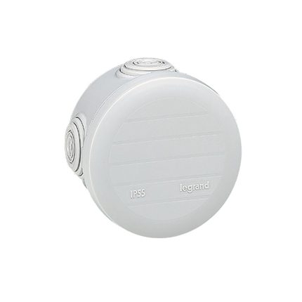 ليجراند - علبة التوصيل Plexo، 4 فتحة، IP55 IK07، دائري Ø70mm، ارتفاع 45mm، Grey