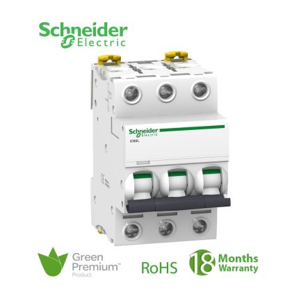 شنايدر - قاطع فرعي 3 خط - 6 أمبير - Acti9 iC60L, 3P, 6A, C Curve