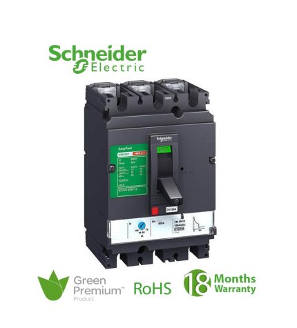 شنايدر - قاطع رئيسي 400 أمبير - EasyPact CVS400F, 36kA at 415 VAC, 400 A ETS 2.3 electronic trip unit, 3P 3d