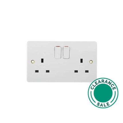 تصفية لوجيك - مقبس، 13A، 2 مجموعة، مفاتيح، مصبوب أبيض، MK LOGIC