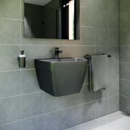 مغسلة معلقة موديل أ - أسود مطفي