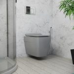 كرسي دورة مياه معلق  موديل أ - رمادي مطفي