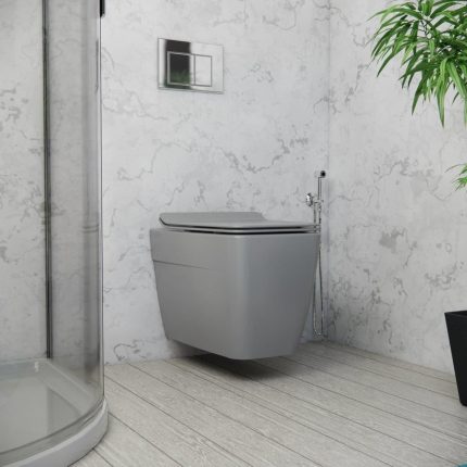 كرسي دورة مياه معلق  موديل أ - رمادي مطفي