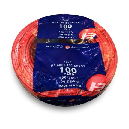 بحرة - سلك كهربائي نحاس مرن - المواصفات البريطانية - NYA - مقاس 6 مم - أحمر - 450/750 فولت - 91.44 متر