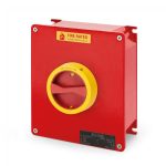 سكامي - مفتاح فصل، 80A، 3P+N، IP66، 150x210x107mm، Y2، IK10، طوارئ، أصفر/أحمر، مقاوم للحريق