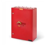 سكامي - مفتاح فصل، 630A، 3P+N، IP65، 800x800x300mm، FR6، IK10، طوارئ، أصفر/أحمر، مقاوم للحريق