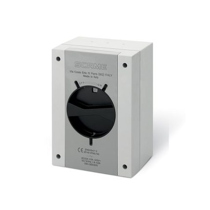 سكامي - مفتاح فصل مغلق (AC22A/AC23A)، 125A، 3P، IP66/IP69، 240x340x137mm، Y5 IK09، عام رمادي/أسود، GW 650°C
