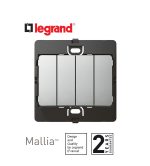 ⁦ليجراند - مفتاح رباعي ماليا - خط واحد - 10 أمبير - 250 فولت - فضي⁩ - الصورة ⁦2⁩