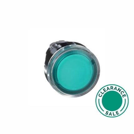 تصفية شنايدر - رأس زر الضغط مضيء، Ø22، مرتد لرباط BA9s، مسطح، أخضر